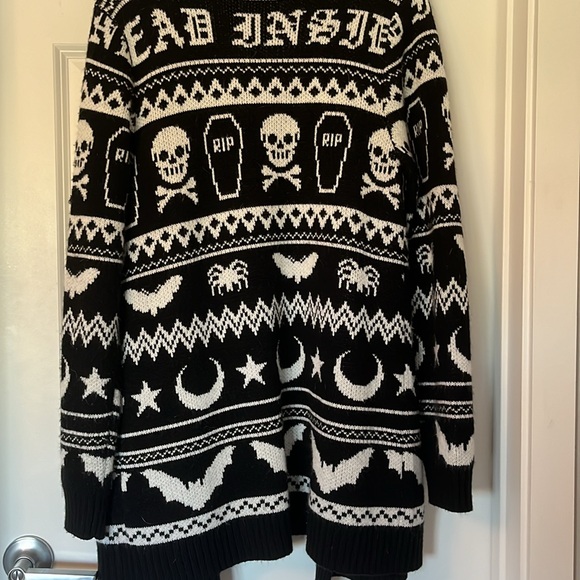 DEAD INSIDE HOT TOPIC CARDIGAN MEDIUM 🧿🎃🔮🦇⚰️🕸️🕷️☠️💀 - Picture 6 of 6